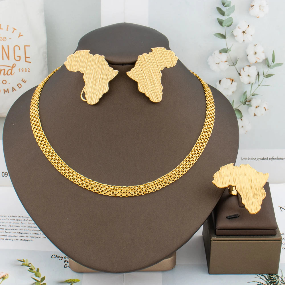 Shine with timeless elegance in this Trend Gold Color Jewelry Set, a hollandluxeglobal.com bestseller designed for the modern woman. Featuring Italian-inspired craftsmanship with a bold African Dubai classic style