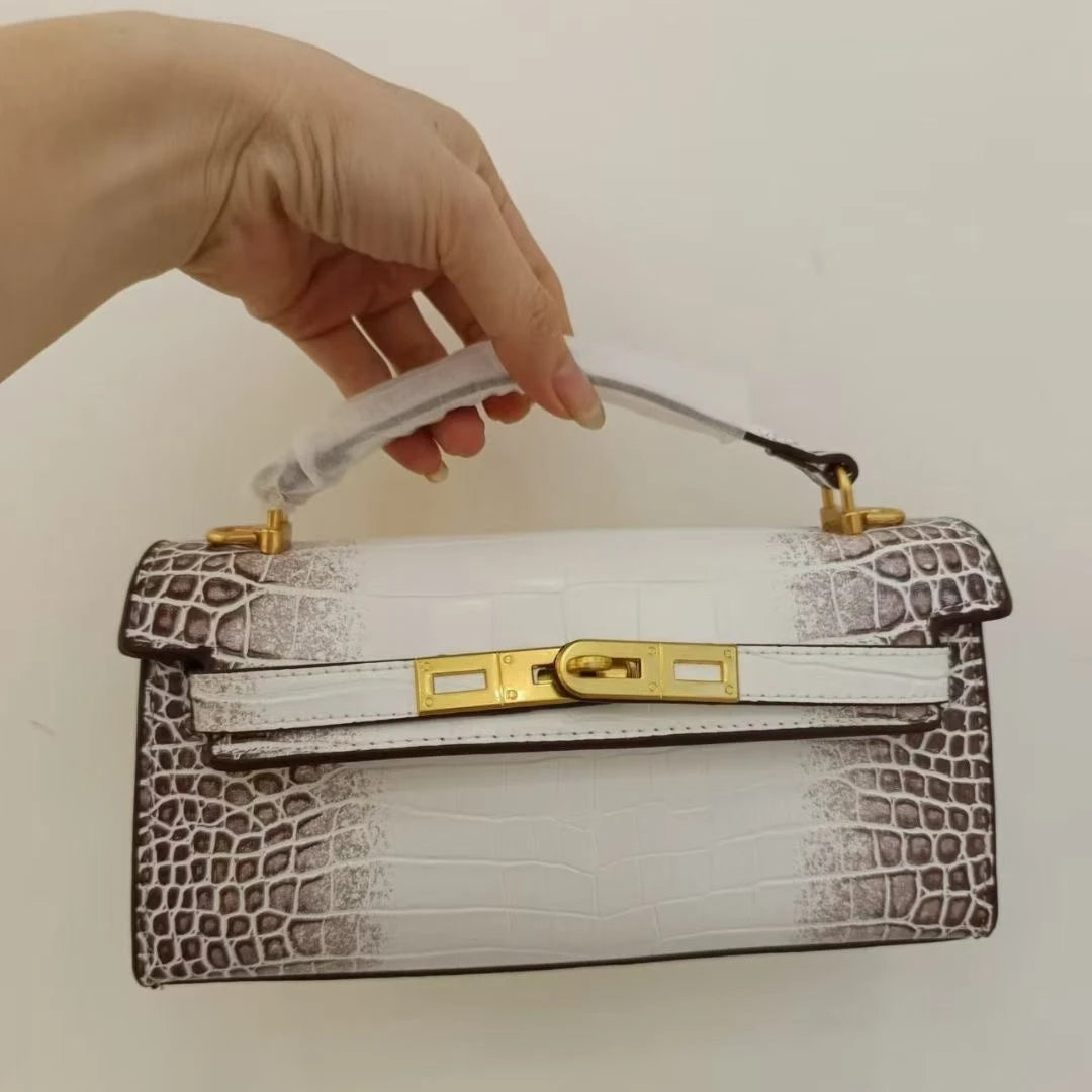 Top Handle Crocodile Embossed Genuine Leather Tote Bag – Luxury Designer Shoulder & Crossbody Handbag for Women | HollandLuxeGlobal.com Exclusive Collector’s Item