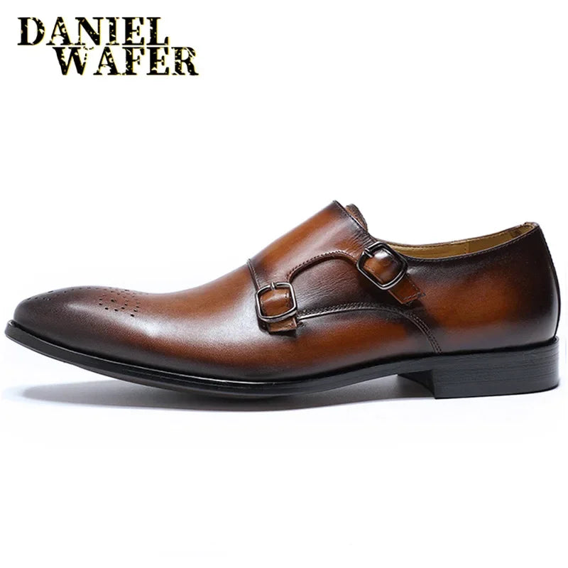 Luxury Men’s Double Monk Strap Leather Loafers | Elegant Office, Business & Wedding Formal Dress Shoes | HollandLuxeGlobal.com Exclusive Collector’s Item