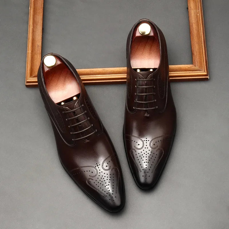 Handmade 2024 British Luxury Men’s Dress Shoes | Genuine Leather Brogues for Wedding, Business & Formal Fashion | HollandLuxeGlobal.com Exclusive Collector’s Item