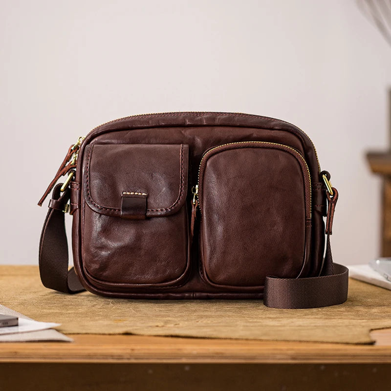 Men’s Fashion Casual Designer Handmade Genuine Leather Shoulder Bag – High-Quality Black Cowhide Crossbody for Outdoor & Daily Use | HollandLuxeGlobal.com Exclusive Collector’s Item