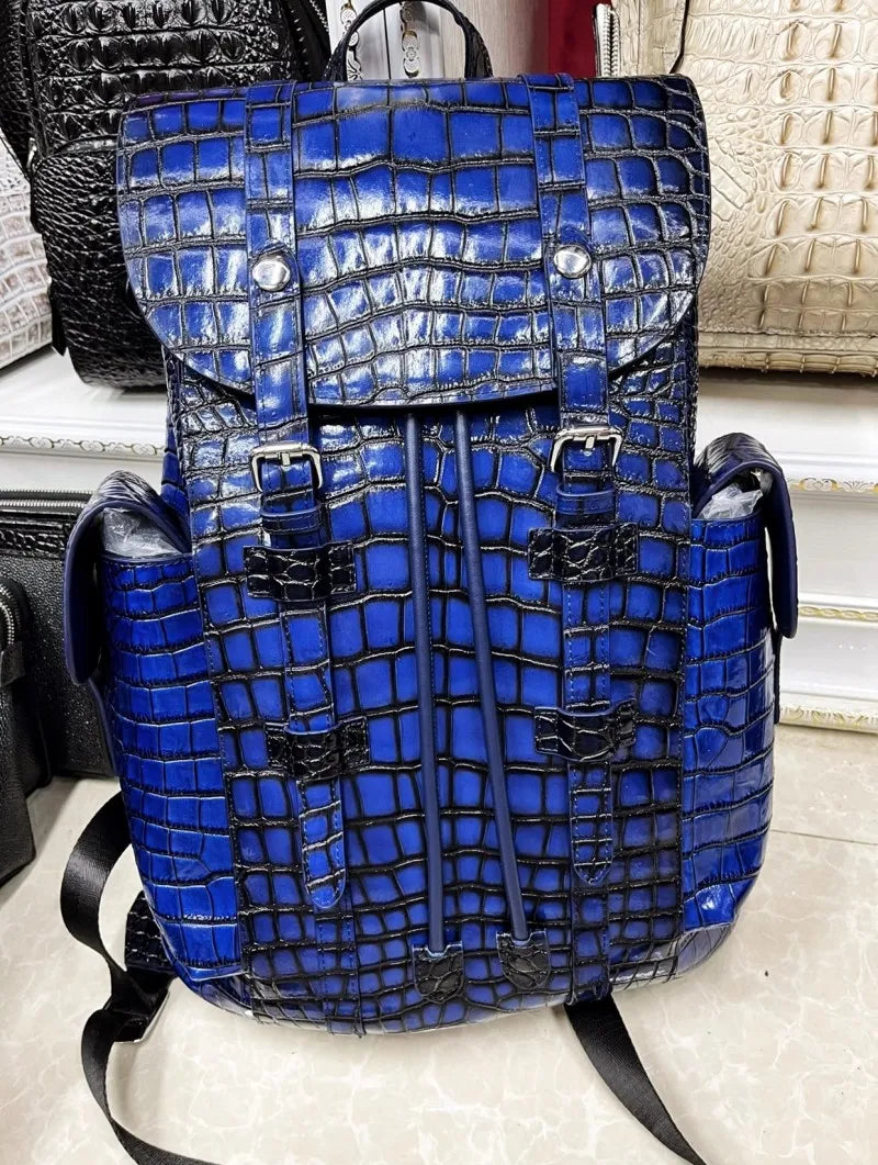 Genuine Crocodile Skin Backpack – Premium Designer Vintage Edition
Crafted from rare, authentic crocodile skin, this backpack is more than a bag — it’s a collector’s masterpiece. With its natural, one-of-a-kind scale