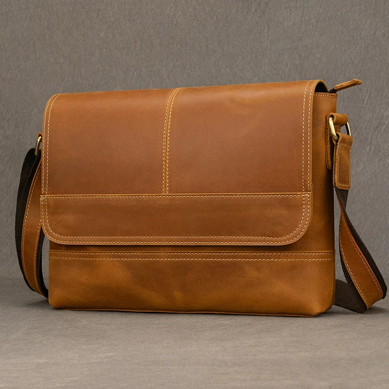 Men’s High-Quality Genuine Leather Shoulder Bag – Cowhide Crossbody Work & Messenger Bag for Daily Business and Casual Elegance | HollandLuxeGlobal.com Exclusive Collector’s Item
