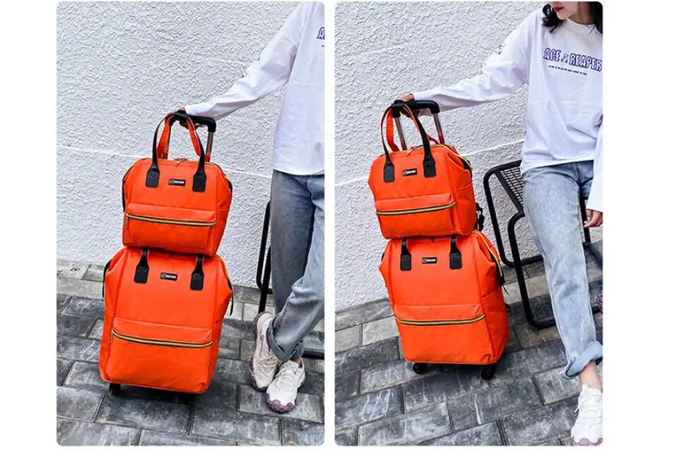 Women’s Luxury Travel Luggage Set – Rolling Trolley Bags with Wheels, Carry-On Hand Luggage & Wheeled Backpack | HollandLuxeGlobal.com Exclusive Collector’s Item