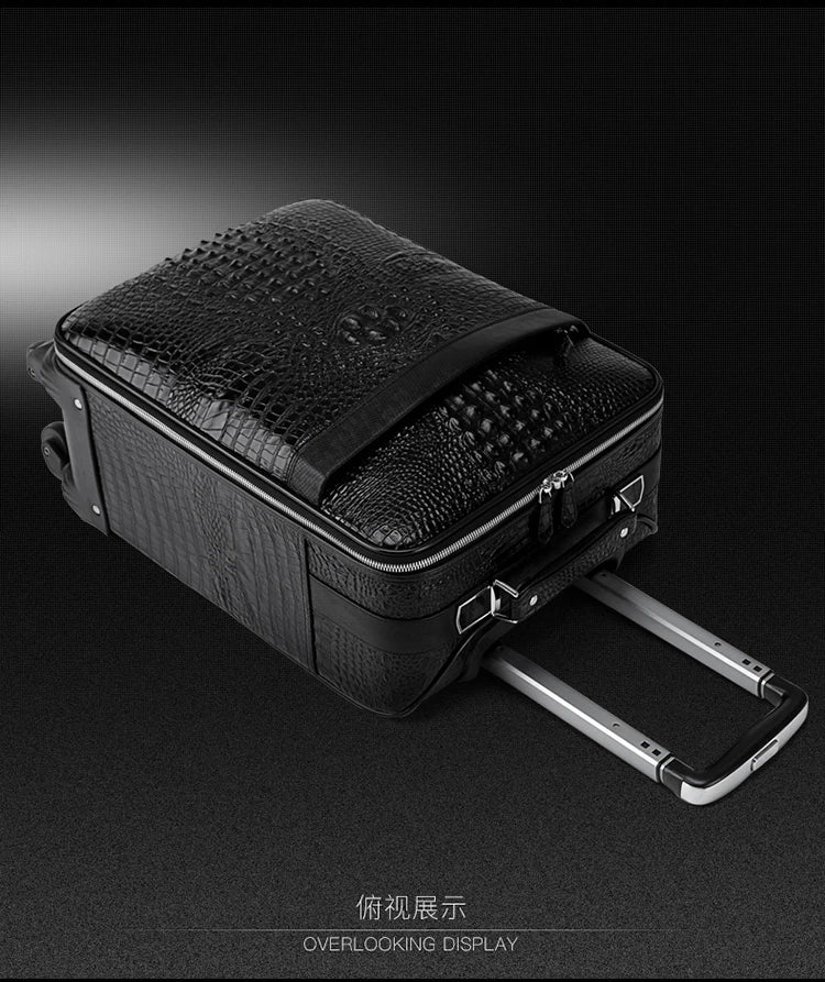 Travel in style with this Exclusive HollandLuxeGlobal.com Premium Collectors’ Item. Handcrafted from 100% genuine head-layer cowhide leather with a refined crocodile pattern finish, this luxury set blends durability, sophis