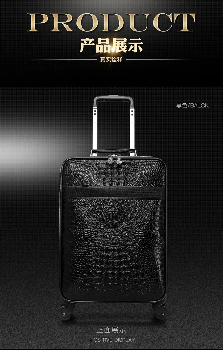 Travel in style with this Exclusive HollandLuxeGlobal.com Premium Collectors’ Item. Handcrafted from 100% genuine head-layer cowhide leather with a refined crocodile pattern finish, this luxury set blends durability, sophis