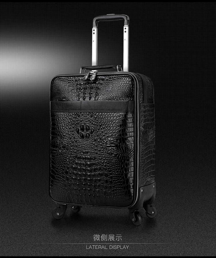 Travel in style with this Exclusive HollandLuxeGlobal.com Premium Collectors’ Item. Handcrafted from 100% genuine head-layer cowhide leather with a refined crocodile pattern finish, this luxury set blends durability, sophis