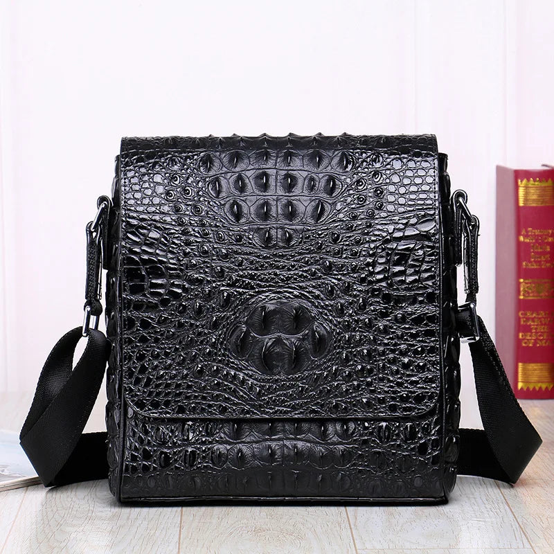 New High-Quality Crocodile Pattern Genuine Leather Men’s Shoulder Bag – Real Cowhide Fashion Casual Crossbody Bag | HollandLuxeGlobal.com Exclusive Collector’s Item