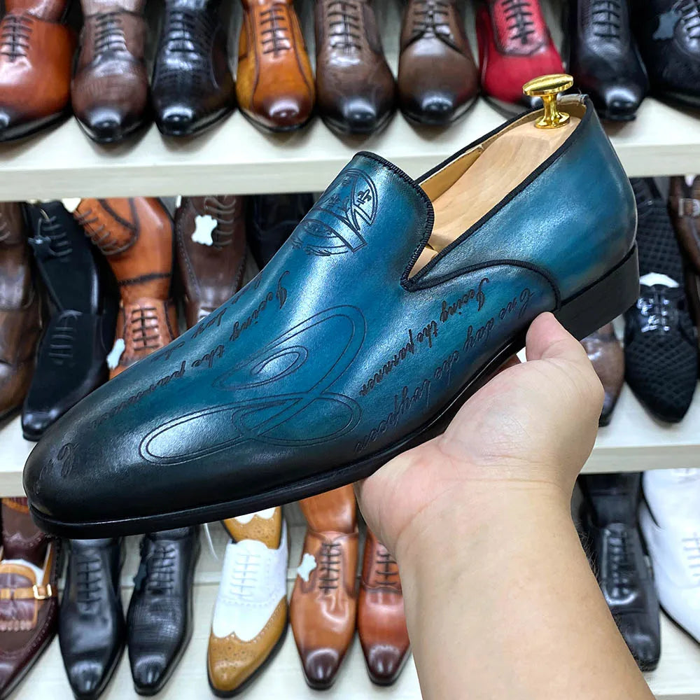 Experience timeless sophistication with these Italian Style Hand-Painted Men’s Shoes, crafted from genuine cow leather for unmatched elegance and comfort. Perfect for formal, business, or wedding occasions