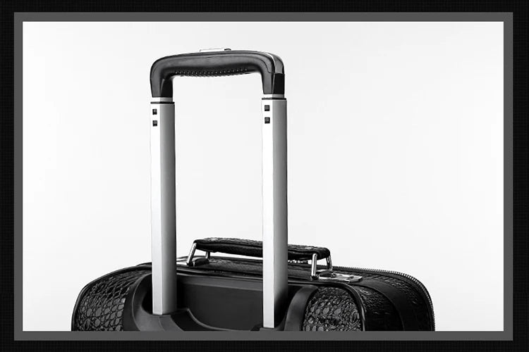 Travel in style with this Exclusive HollandLuxeGlobal.com Premium Collectors’ Item. Handcrafted from 100% genuine head-layer cowhide leather with a refined crocodile pattern finish, this luxury set blends durability, sophis