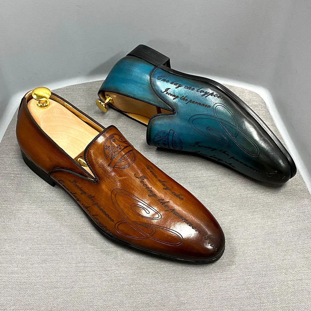 Experience timeless sophistication with these Italian Style Hand-Painted Men’s Shoes, crafted from genuine cow leather for unmatched elegance and comfort. Perfect for formal, business, or wedding occasions