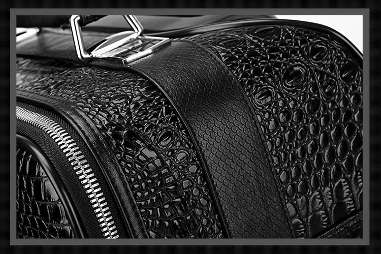 Travel in style with this Exclusive HollandLuxeGlobal.com Premium Collectors’ Item. Handcrafted from 100% genuine head-layer cowhide leather with a refined crocodile pattern finish, this luxury set blends durability, sophis