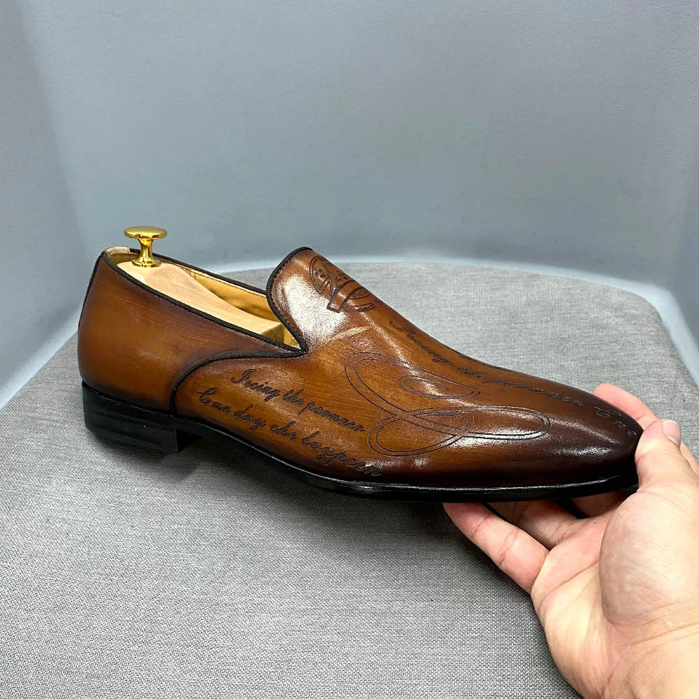 Experience timeless sophistication with these Italian Style Hand-Painted Men’s Shoes, crafted from genuine cow leather for unmatched elegance and comfort. Perfect for formal, business, or wedding occasions