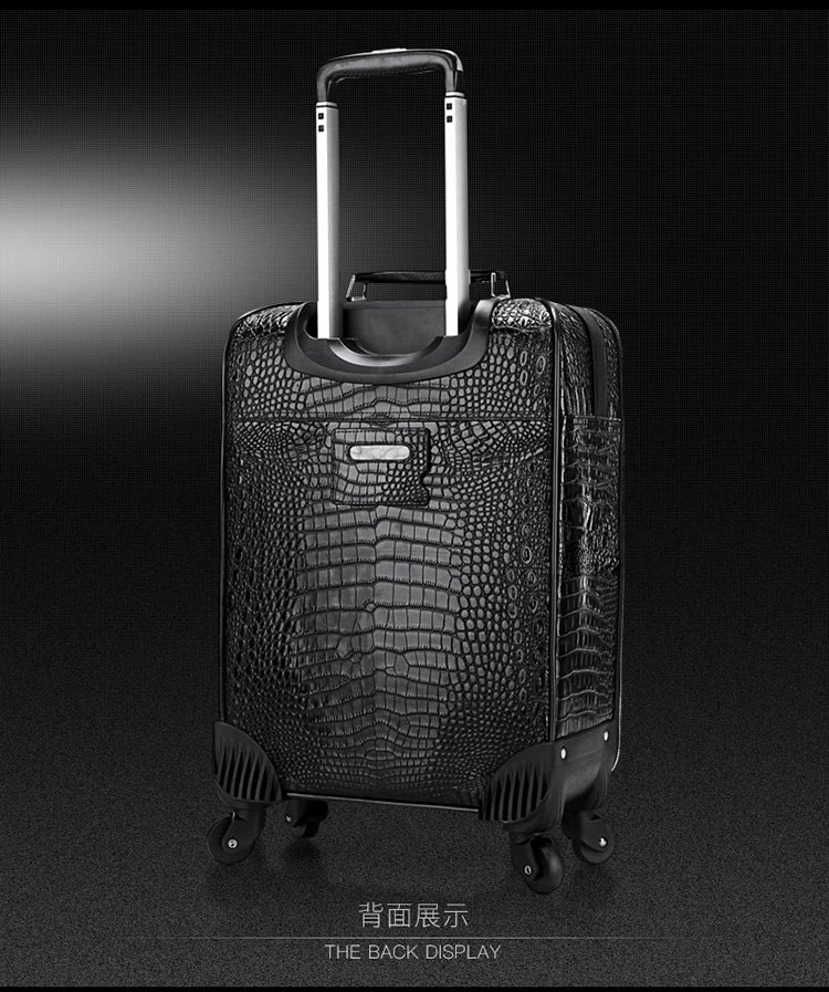 Travel in style with this Exclusive HollandLuxeGlobal.com Premium Collectors’ Item. Handcrafted from 100% genuine head-layer cowhide leather with a refined crocodile pattern finish, this luxury set blends durability, sophis