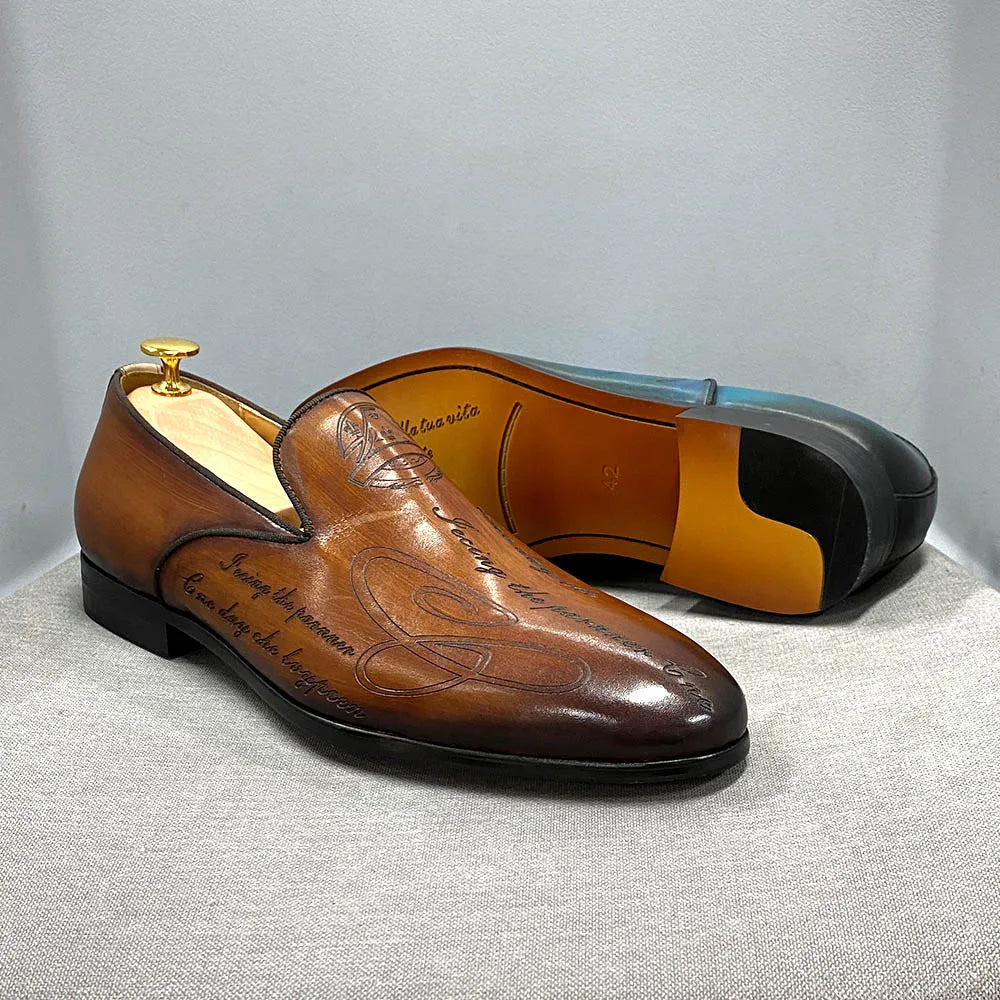 Experience timeless sophistication with these Italian Style Hand-Painted Men’s Shoes, crafted from genuine cow leather for unmatched elegance and comfort. Perfect for formal, business, or wedding occasions