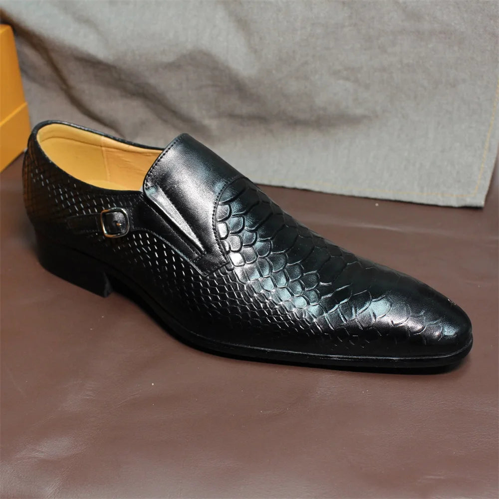 Luxury Men’s Genuine Leather Wingtip Monk Strap Loafers with Elegant Buckle Detailing – Premium Brown and Classic Black Handmade Formal Dress Shoes for Office, Business, and Wedding Events | HollandLuxeGlobal.com Exclusiv