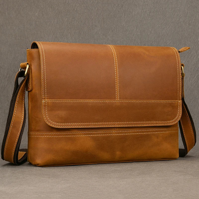Men’s High-Quality Genuine Leather Shoulder Bag – Cowhide Crossbody Work & Messenger Bag for Daily Business and Casual Elegance | HollandLuxeGlobal.com Exclusive Collector’s Item