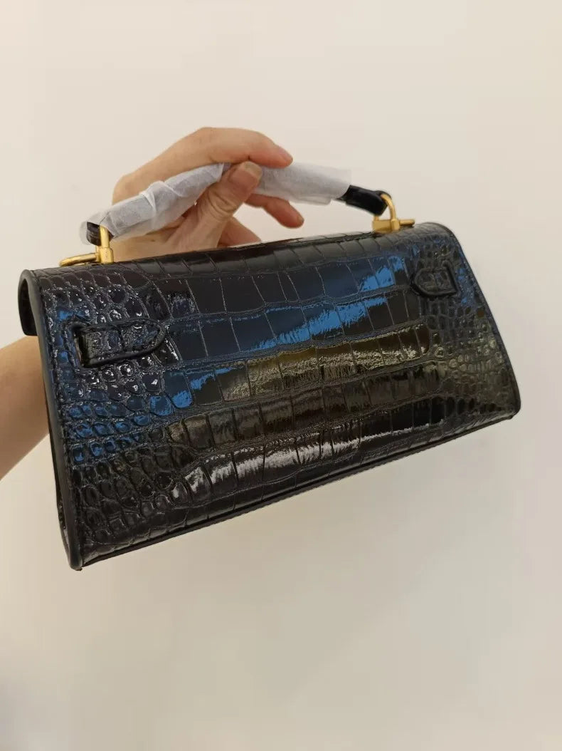 Top Handle Crocodile Embossed Genuine Leather Tote Bag – Luxury Designer Shoulder & Crossbody Handbag for Women | HollandLuxeGlobal.com Exclusive Collector’s Item
