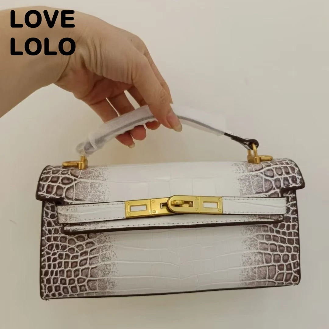 Top Handle Crocodile Embossed Genuine Leather Tote Bag – Luxury Designer Shoulder & Crossbody Handbag for Women | HollandLuxeGlobal.com Exclusive Collector’s Item