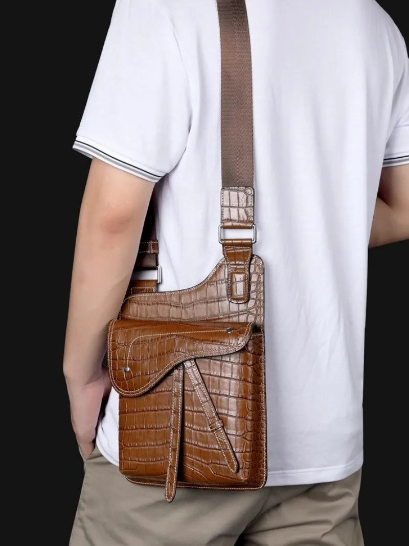 High Quality Crocodile Leather Business Casual Men’s Shoulder Bag – Genuine Designer Crossbody Handbag With Elegant Craftsmanship | HollandLuxeGlobal.com Exclusive Collector’s Item