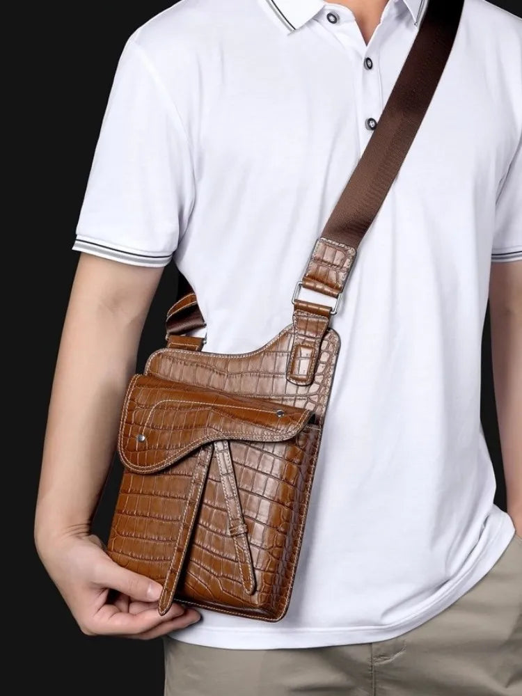 High Quality Crocodile Leather Business Casual Men’s Shoulder Bag – Genuine Designer Crossbody Handbag With Elegant Craftsmanship | HollandLuxeGlobal.com Exclusive Collector’s Item