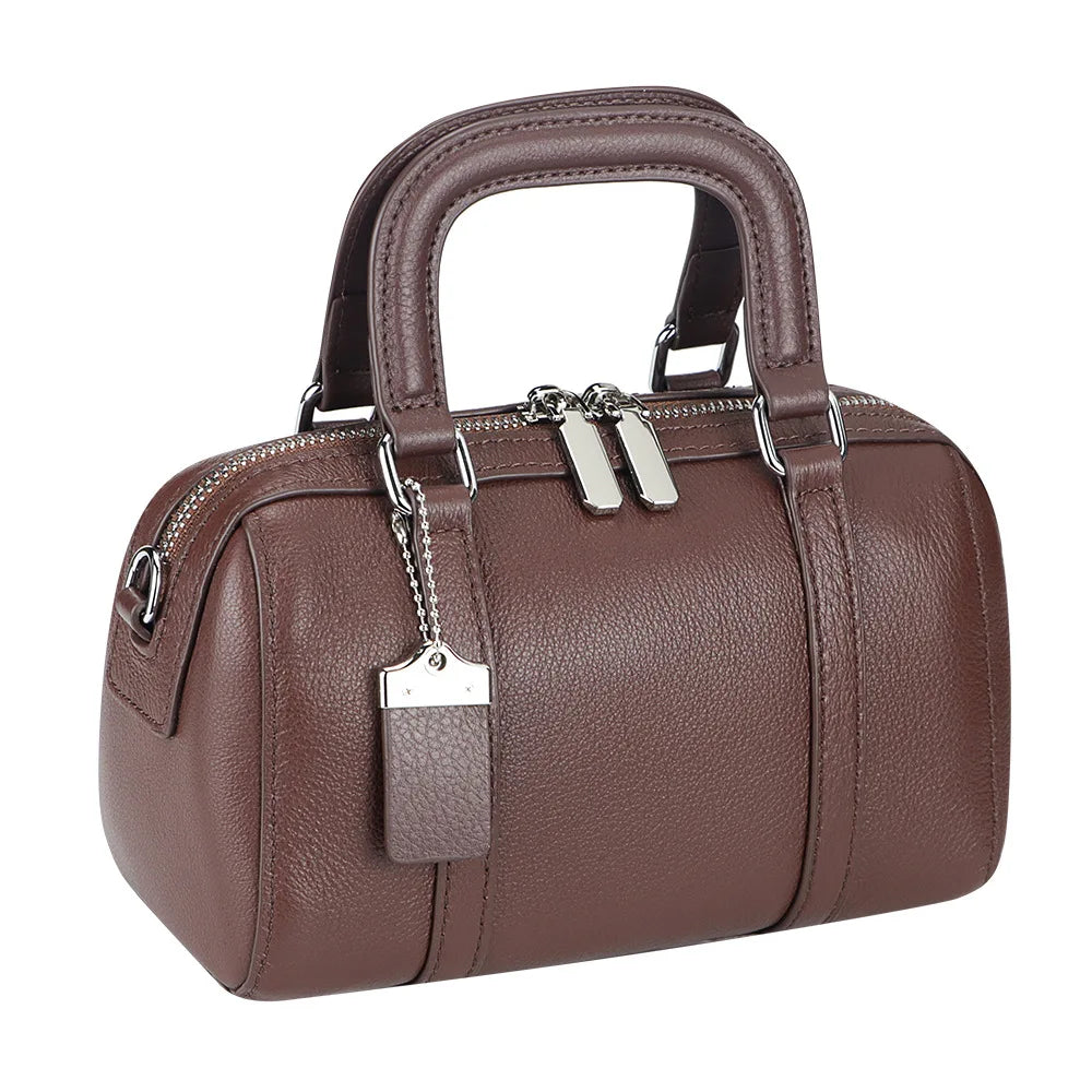 2025 Trend Luxury Designer Retro Handbag for Women – Genuine Leather Double-Zipper Top-Handle Shoulder & Crossbody Bag | HollandLuxeGlobal.com Exclusive Collector’s Item