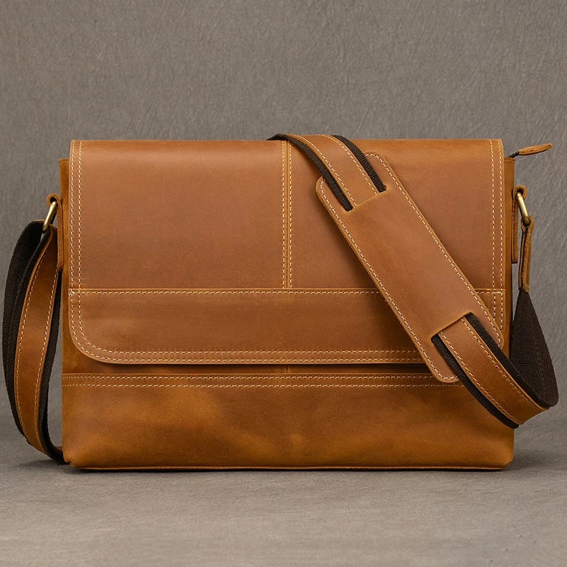 Men’s High-Quality Genuine Leather Shoulder Bag – Cowhide Crossbody Work & Messenger Bag for Daily Business and Casual Elegance | HollandLuxeGlobal.com Exclusive Collector’s Item