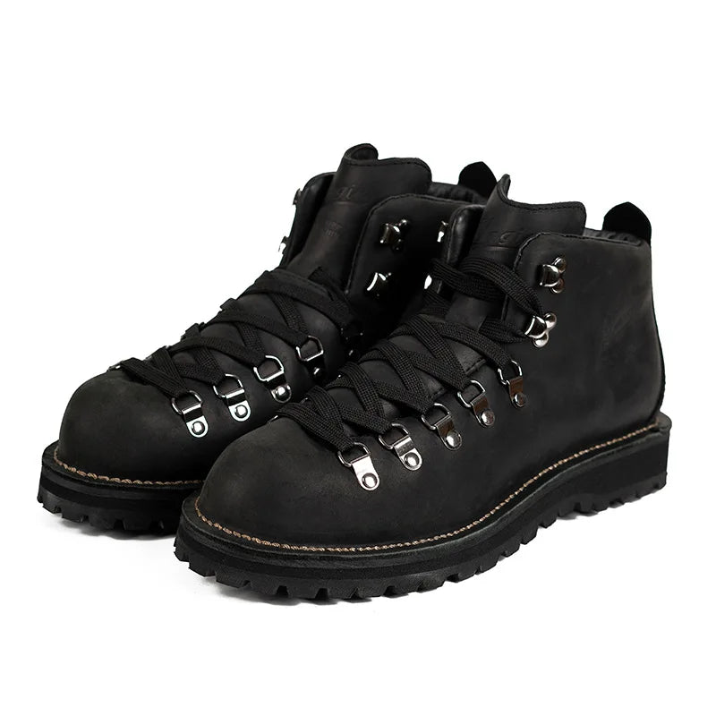 Vintage Men’s Leather Ankle Boots – Retro Mountaineering Lace-Up Outdoor & Casual Shoes | HollandLuxeGlobal.com Exclusive Collector’s Item
