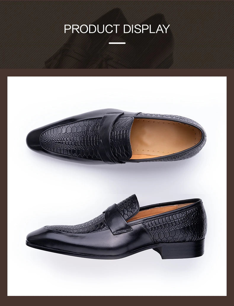 Genuine Leather British-Style Men’s Dress Shoes – Handmade Black Slip-On Pointed-Toe Formal and Casual Business Party Shoes with Refined Elegance and Classic Suit Versatility | HollandLuxeGlobal.com Exclusive Collector’