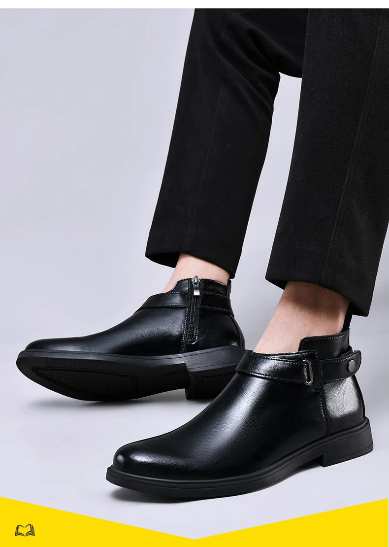 Italian Men’s Classic Genuine Leather Ankle Boots | Luxury High-Top Designer Fashion Boots with Anti-Skid Sole for Outdoor & Casual Wear | HollandLuxeGlobal.com Exclusive Collector’s Item
