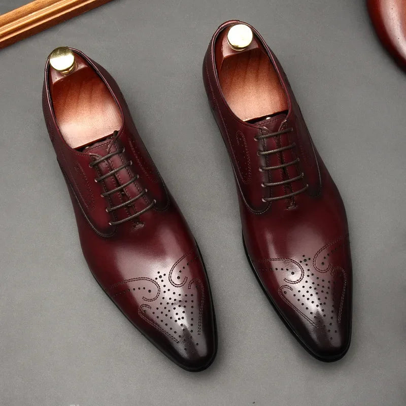 Handmade 2024 British Luxury Men’s Dress Shoes | Genuine Leather Brogues for Wedding, Business & Formal Fashion | HollandLuxeGlobal.com Exclusive Collector’s Item