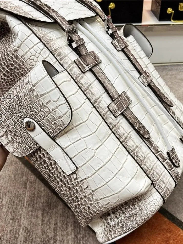 Genuine Crocodile Skin Backpack – Premium Designer Vintage Edition

Crafted from rare, authentic crocodile skin, this backpack is more than a bag — it’s a collector’s masterpiece. With its natural, one-of-a-kind scale