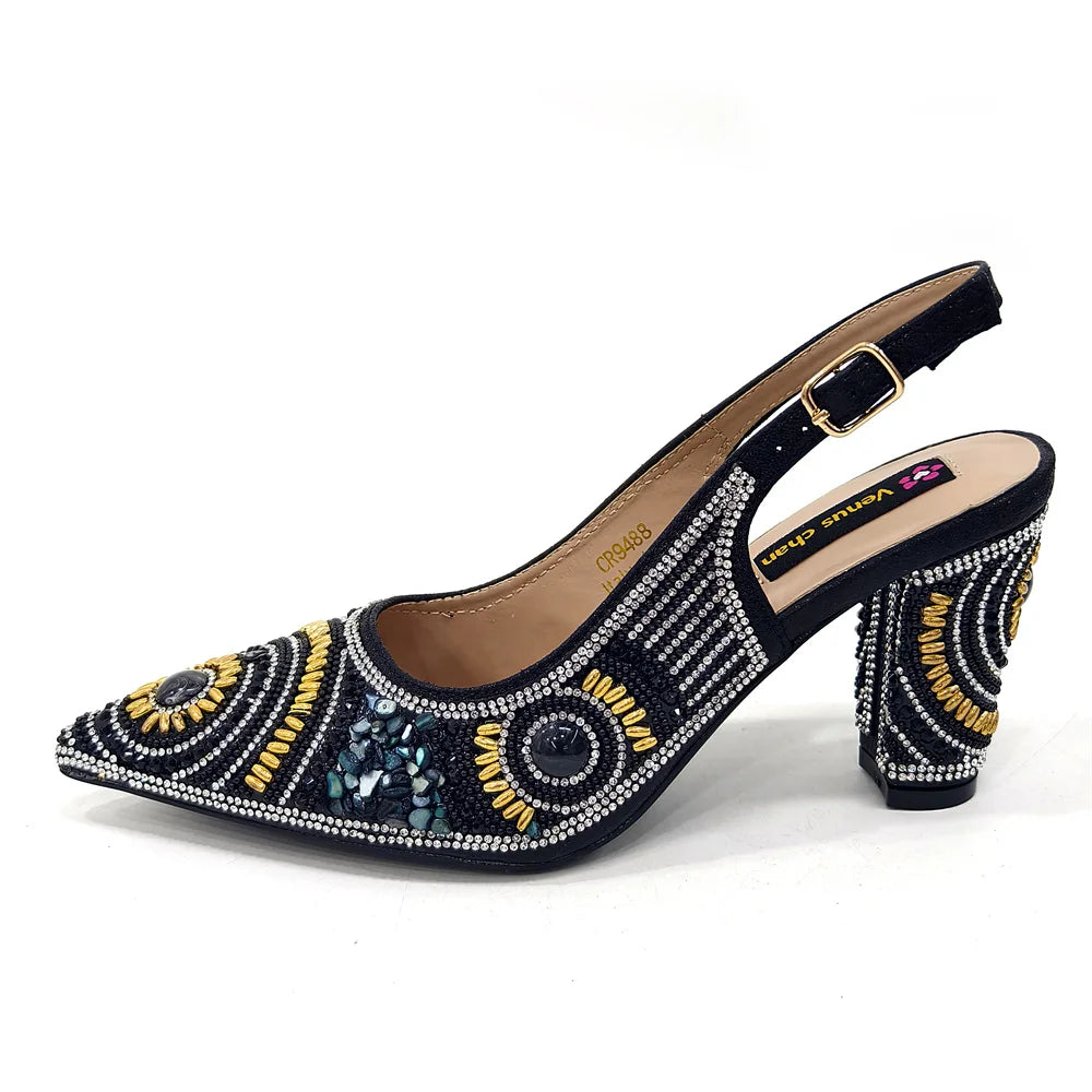HollandLuxeGlobal.com Exclusive Premium Collectors Item – Elegant Italian Design Women’s Party Shoes with Matching Handbag, Stylish Heels & Bag Set for African Weddings & Special