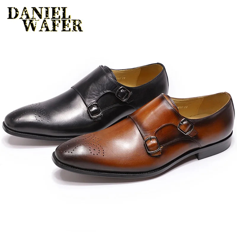 Luxury Men’s Double Monk Strap Leather Loafers | Elegant Office, Business & Wedding Formal Dress Shoes | HollandLuxeGlobal.com Exclusive Collector’s Item