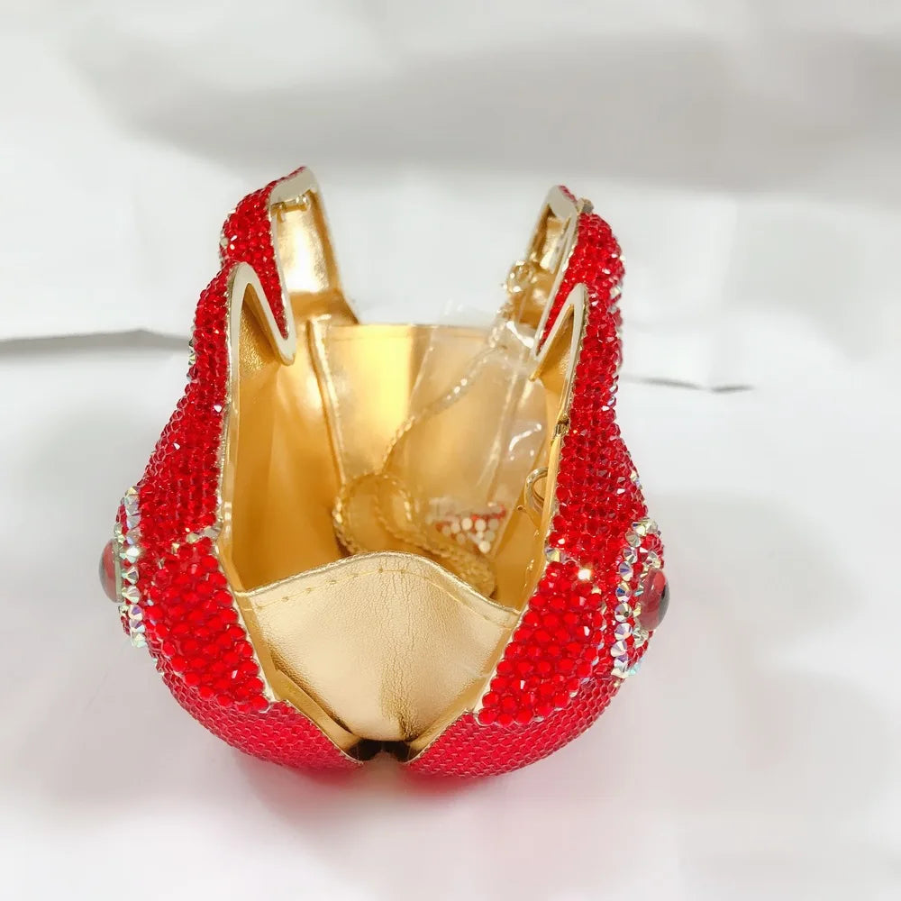 Red Goldfish Rhinestone Cartoon Animal Diamond Dinner Bag Handmade Crystal Women’s Hard Clutch | HollandLuxeGlobal.com Exclusive Collector’s Item