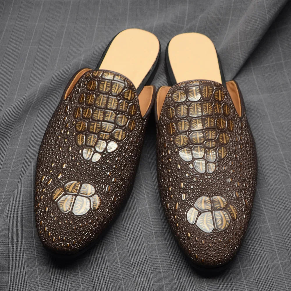 Boutique Premium Feel (for your Exclusive Collection)
Handcrafted Men’s Genuine Cowhide Leather Mules – Luxury Crocodile Pattern Slip-On Pointed Toe Loafers | HollandLuxeGlobal.com Exclusive