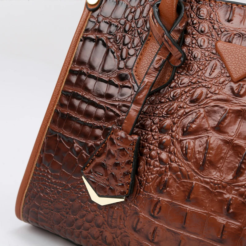 Women’s Large Top-Handle Vintage Crocodile Designer Shoulder Bag – Premium Quality Leather Crossbody & Messenger Handbag | HollandLuxeGlobal.com Exclusive Collector’s Item