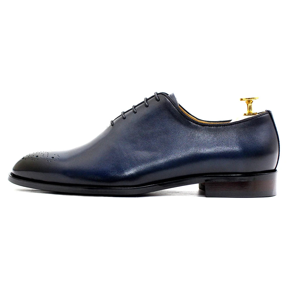 Italian Style Men’s Dress Shoes | Genuine Leather Handmade Classic Whole-Cut Oxford Lace-Up Formal Shoes | HollandLuxeGlobal.com Exclusive Collector’s Item