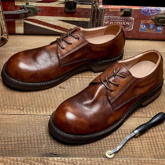British Vintage Handmade Leather Casual Shoes – Round Toe Soft Leather Business & Wedding Shoes for Men | HollandLuxeGlobal.com Exclusive Collector’s Item