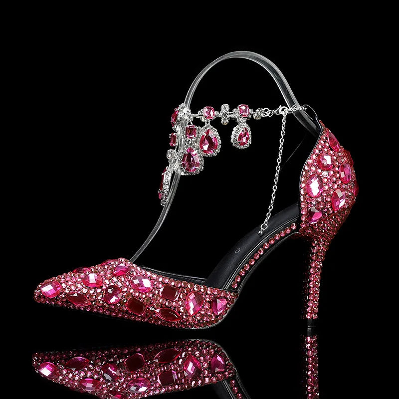 Bling Luxury Handmade Full Rhinestones Women’s Pumps | Diamond Crystal Pendant Banquet High Heels | Fashion Party, Prom & Wedding Shoes | HollandLuxeGlobal.com Exclusive Collector’s Item