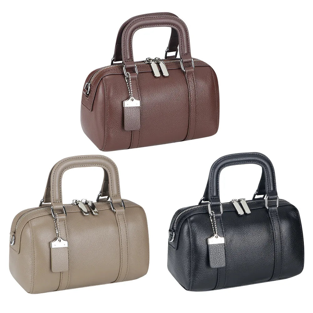 2025 Trend Luxury Designer Retro Handbag for Women – Genuine Leather Double-Zipper Top-Handle Shoulder & Crossbody Bag | HollandLuxeGlobal.com Exclusive Collector’s Item