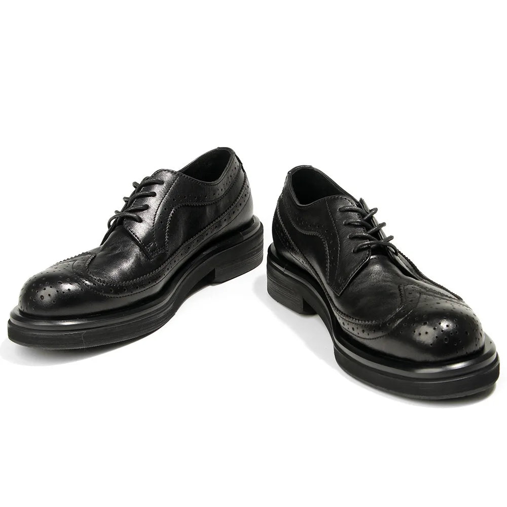 Step up your style with these Italian Leisure Leather Men’s Dress Shoes, a handmade luxury design that blends classic brogue carving with modern platform elegance. Perfect for business, weddings, and refined everyday wear.