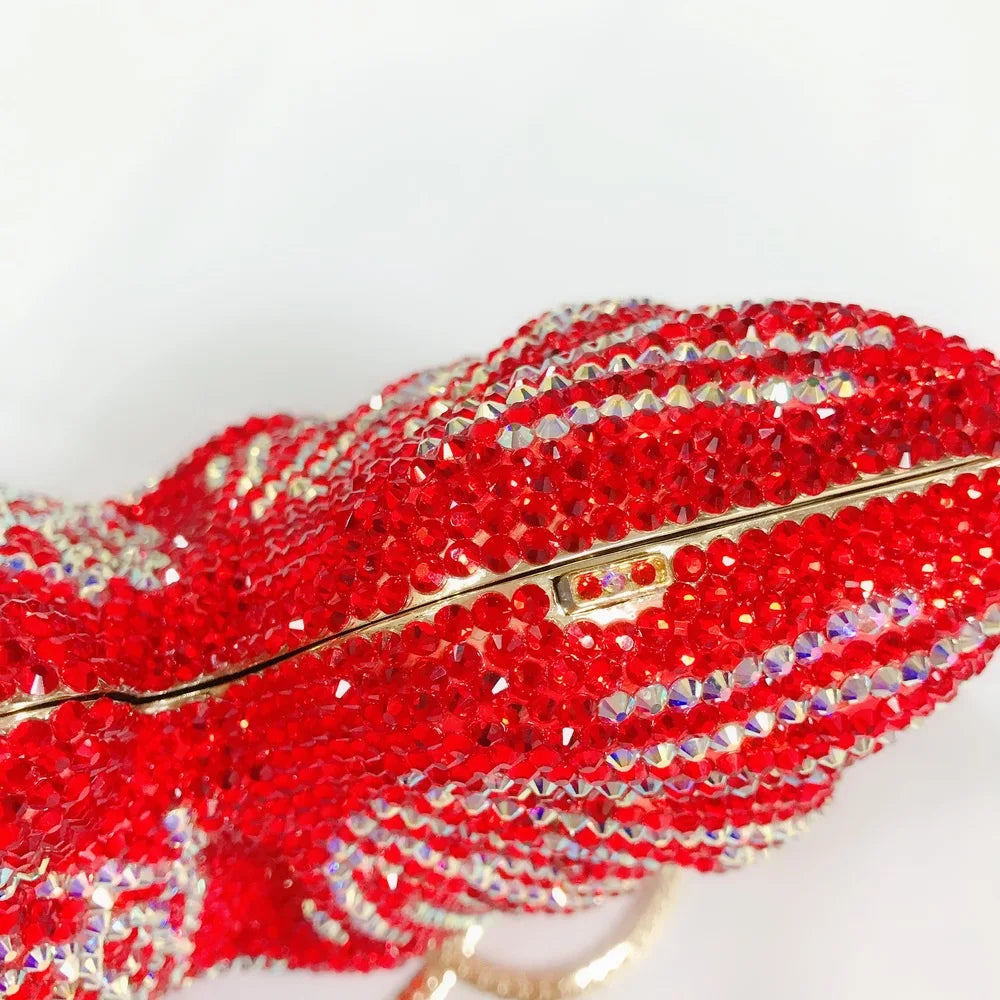 Red Goldfish Rhinestone Cartoon Animal Diamond Dinner Bag Handmade Crystal Women’s Hard Clutch | HollandLuxeGlobal.com Exclusive Collector’s Item