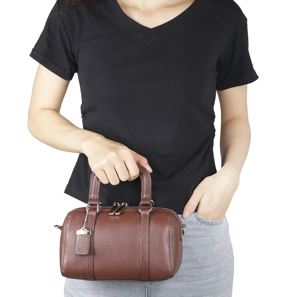 2025 Trend Luxury Designer Retro Handbag for Women – Genuine Leather Double-Zipper Top-Handle Shoulder & Crossbody Bag | HollandLuxeGlobal.com Exclusive Collector’s Item