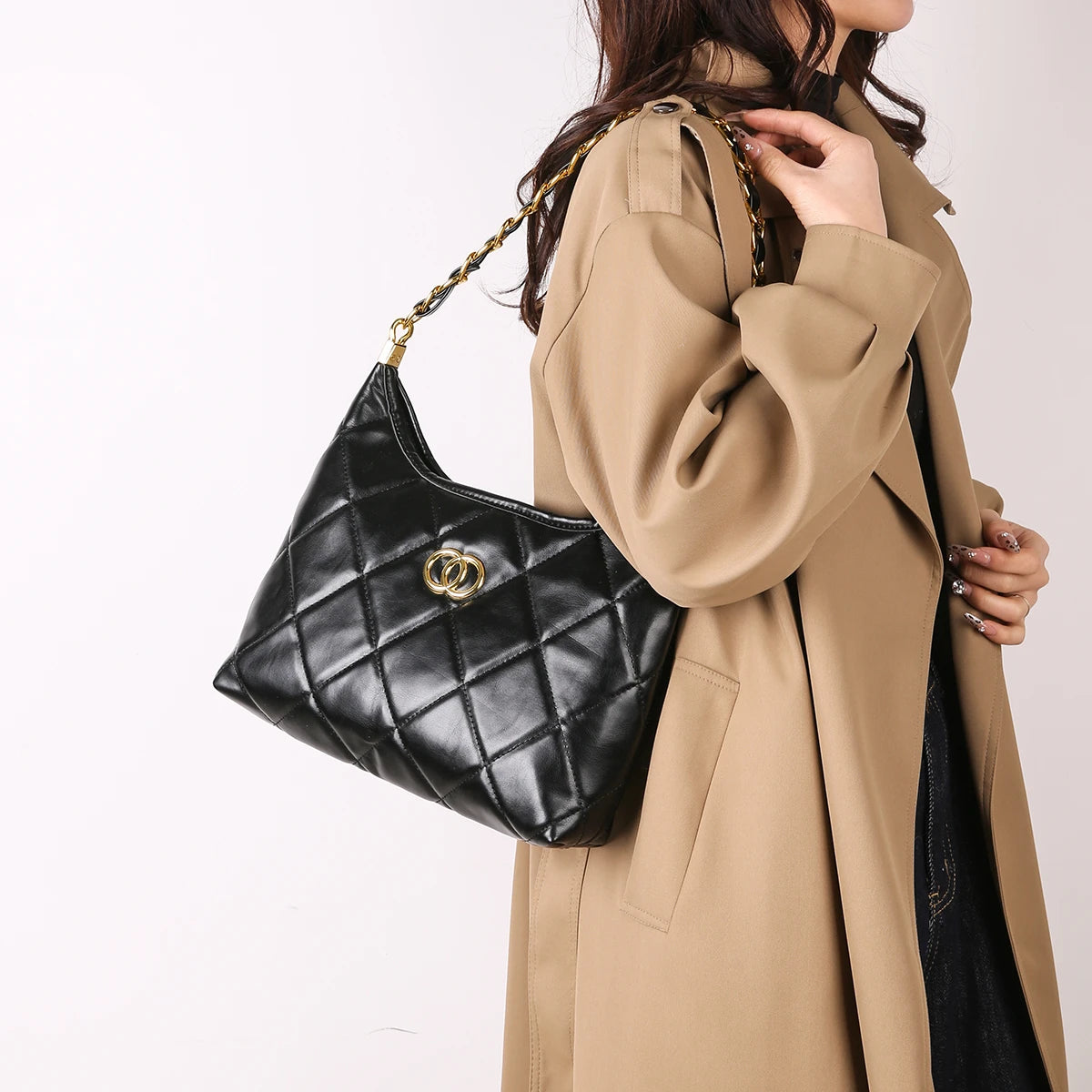 Classic Leather Handbag for Women | Elegant Ladies Tote with Detachable Strap | Famous Designer-Inspired Crossbody Purse | HollandLuxeGlobal.com Exclusive Collector’s Item