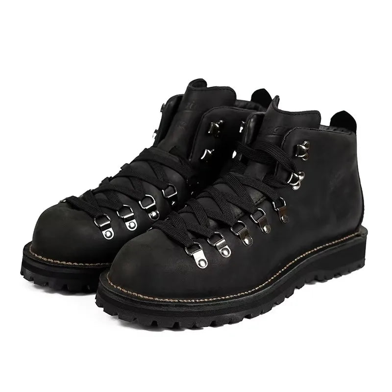Vintage Men’s Leather Ankle Boots – Retro Mountaineering Lace-Up Outdoor & Casual Shoes | HollandLuxeGlobal.com Exclusive Collector’s Item