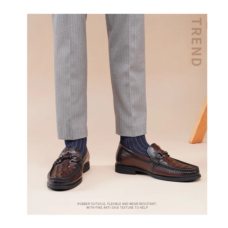 Option 2 – Premium Boutique Feel (for your Exclusive Collection)
LAORENTOU Handmade Crocodile Pattern Leather Loafers for Men – Breathable Business & Casual Slip-On Comfort | HollandLuxeGlobal.com Exclusive