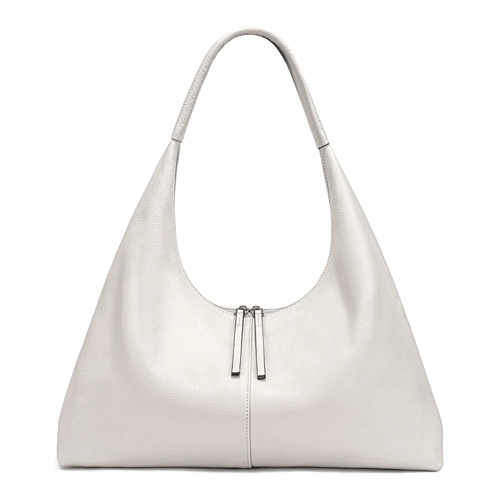 Stay stylish and organized with the Zency Large-Capacity Tote Bag, crafted from 100% genuine leather. A soft and elegant hobo-style handbag perfect for work, shopping, or winter outings — ideal for modern women