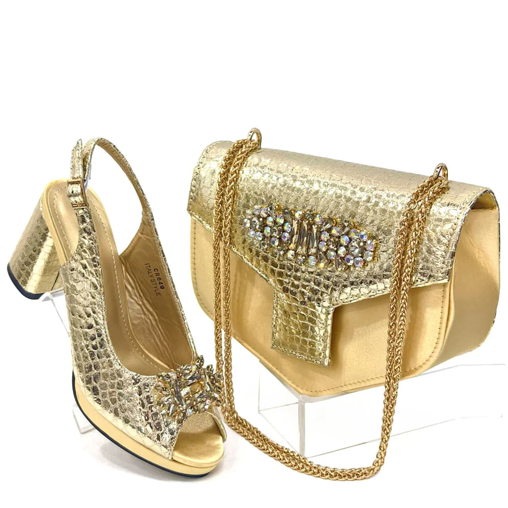 Holland Luxe Global Exclusive “2024 Italian Design” Rhinestone Party Shoe & Dual-Purpose Bag Set – Collector’s Edition