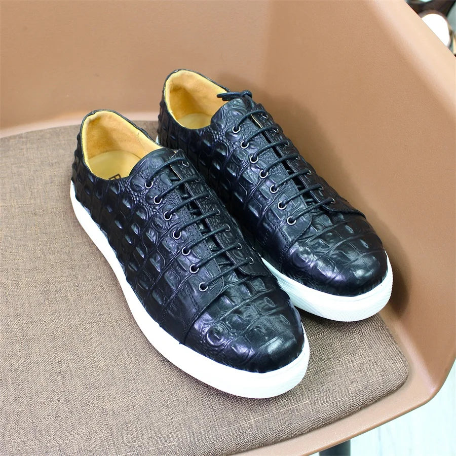 Boutique Premium Feel (For Exclusive Collection)
Handcrafted Men’s Brown Crocodile Leather Lace-Up Sneakers – Luxury Designer Casual Shoes for Party, Business & Daily Style | HollandLuxeGlobal.com Exclusive